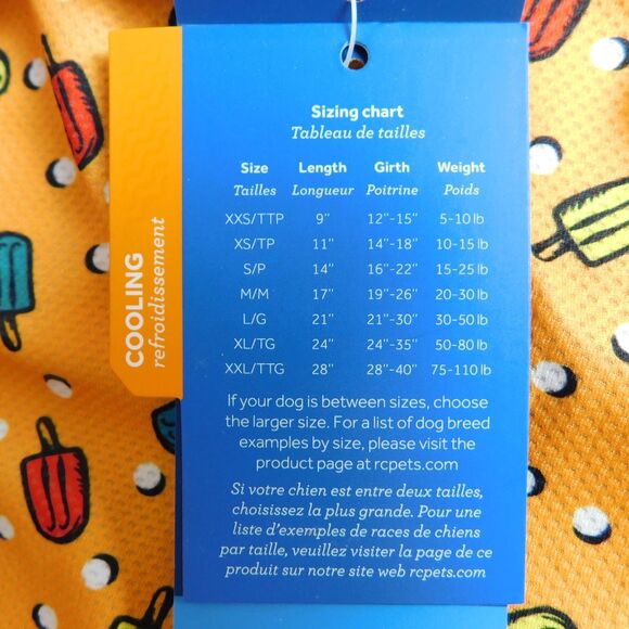RC Pets Zephyr Cooling Vest Small Orange Popsicles Dog, Reflector Tab NEW NWT - Picture 6 of 13